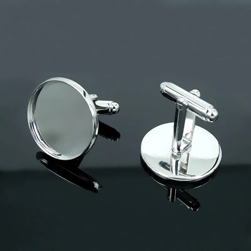 200ks 12 14 16 18 18 mm francúzske manžetové gombíky Plant Blanky Round Hladké rámy Cabochons Cuff Links Nastavenia