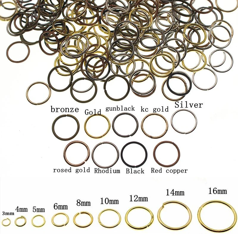 200ks 3 4 5 6 7 8 10 12 14 16 mm skokové krúžky Strieborné rozbočovacie prstene Konektory pre DIY šperky na nájdenie príslušenstva príslušenstva