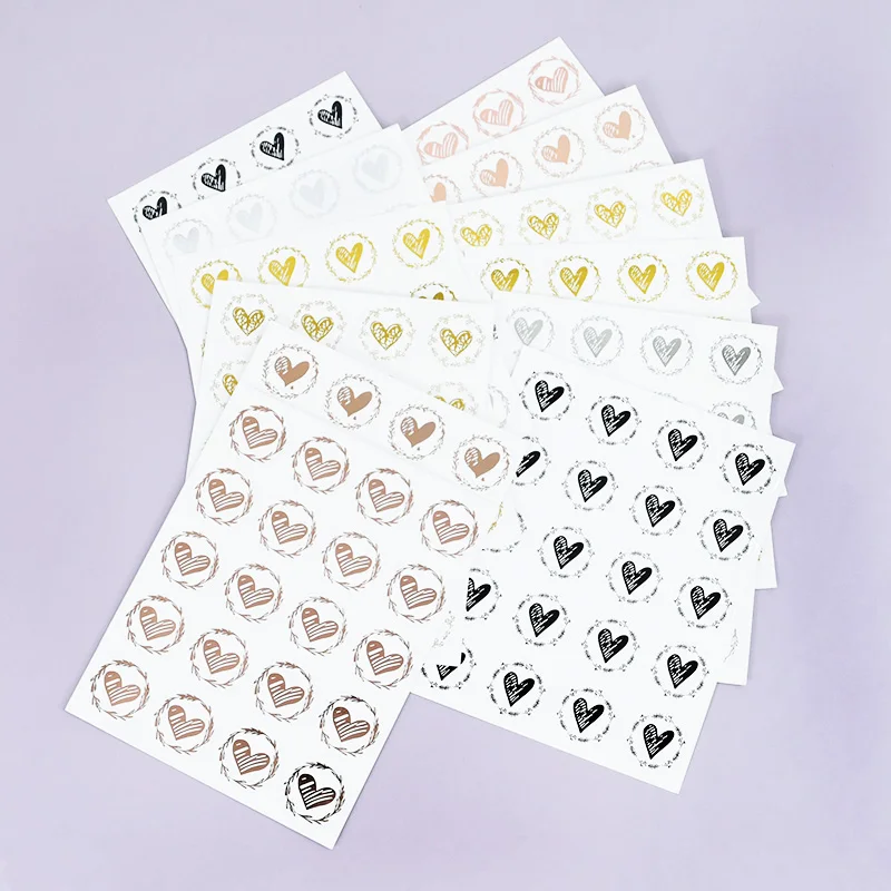 200ks bronzing priehľadné tesniace nálepky Rose Gold Striebro Srdce Love Heart Round Round Bag Tack Tacker Nad pre večierok Darček