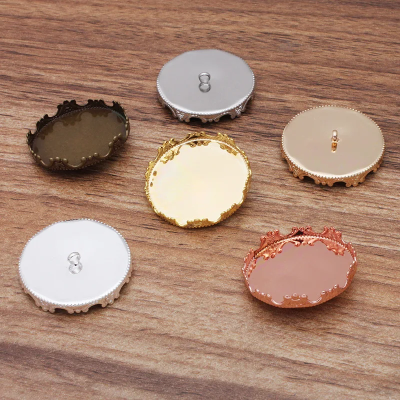 200ks korunné okrúhle čiapky na fľaše zarámov Fits Fits 12 15 20 25 mm podnos zadnej sponky na gombíky Cufflinks Cufflinks Pendant Blanks Cabochons Bases