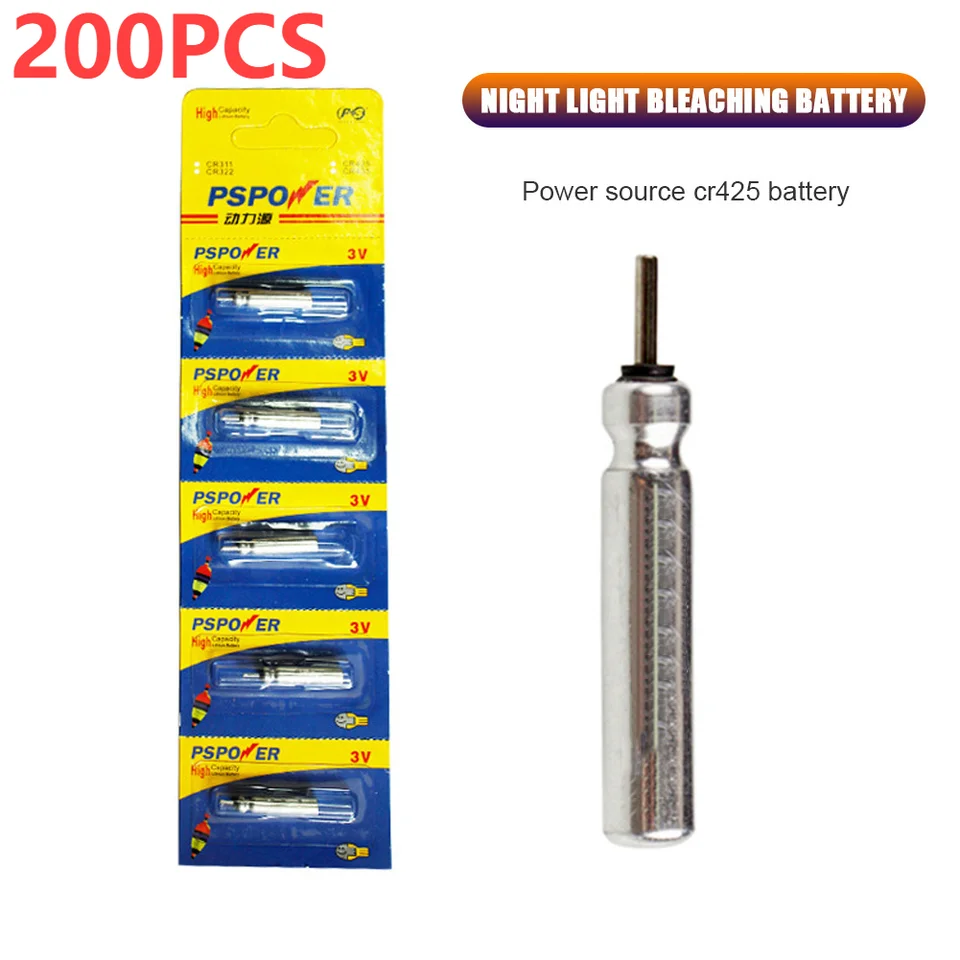 200ks Night Fishing Flows Light Luminous CR425 3,6 V lítiová sada bójových náradia Stresenie voda Bobber Pesca Tackle Príslušenstvo