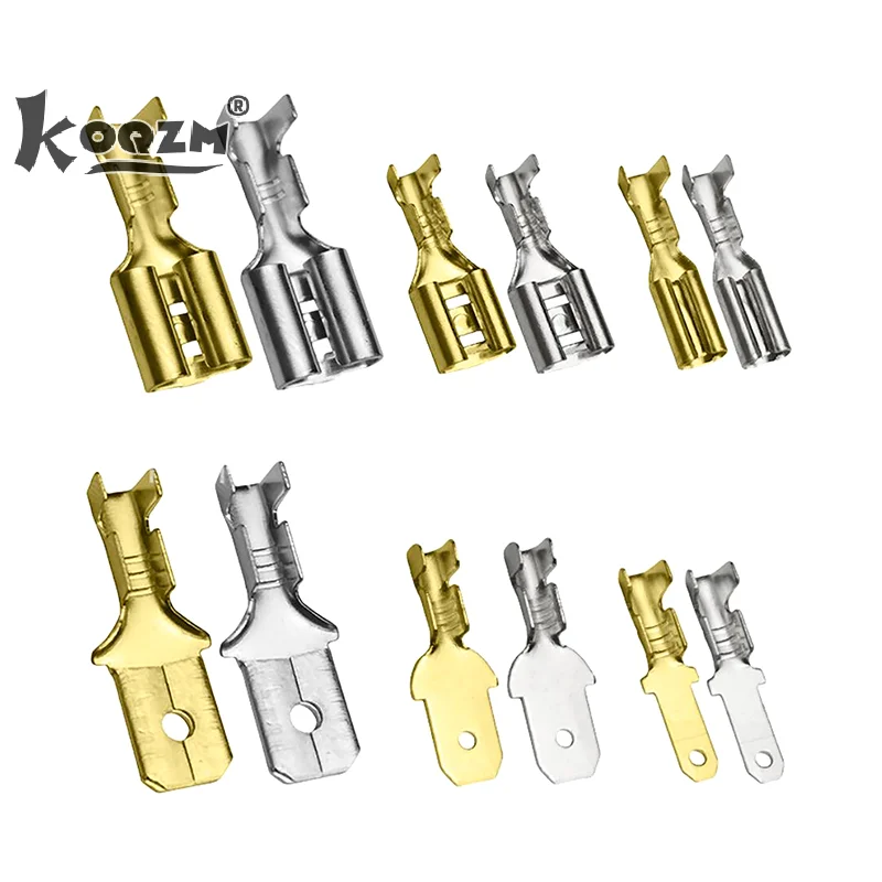 200ks Správa automobilu Elektrické drôtové konektory sada 2,8 mm 4,8 mm 6,3 mm plug Spring Smejká samec rýč
