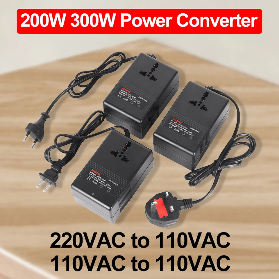 200W 300 W prevodník napätia 220V až 110 V Transformátor Krok nadol transformátor Cestovný adaptér prevodníka 110V až 220 V invert