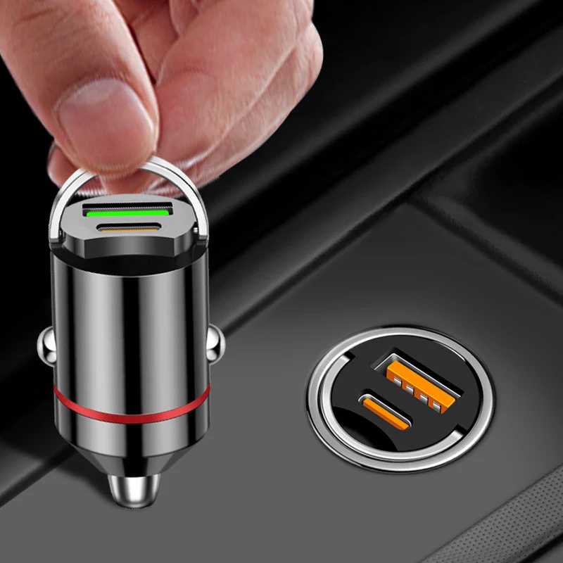 200W Mini Dual Ports USB Car nabíjačka Zapaľovač rýchle nabíjacie nabíjacie auto nabíjačku na nabíjačku pre telefón 13 12 xiaomi huawei pre spoločnosť Samsung