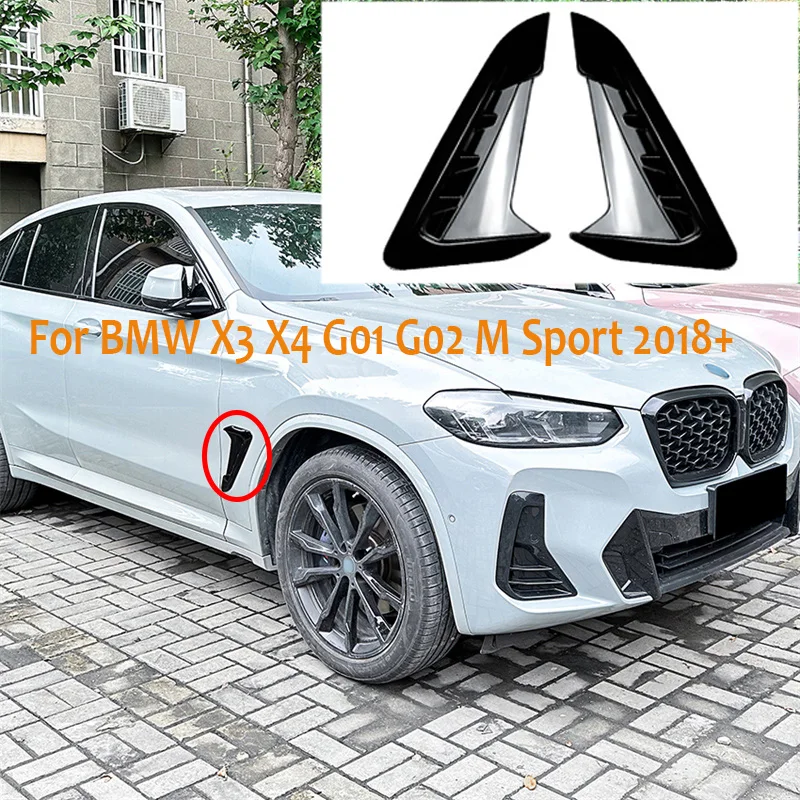 2018+ pre BMW X3 X4 G01 G02 M Sport Front Side Air Flow Outlet Verte Cover Stupeľne Decoration Car Shark Fender Sticker Fender