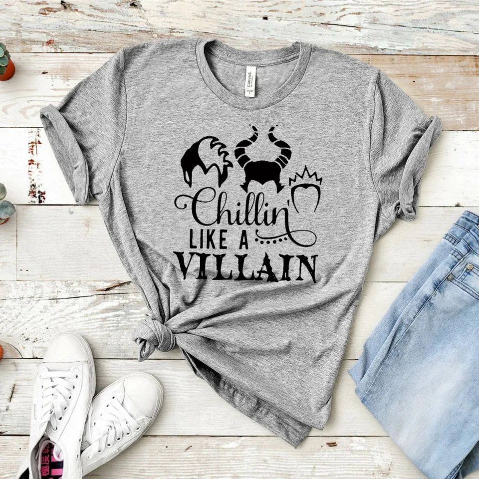 2019 chillin ako darebák Halloween košeľa Cool darebákov Zlá kráľovná Grafická tričko Cool Jesenné košele zhodné dovolenkové odpaliská