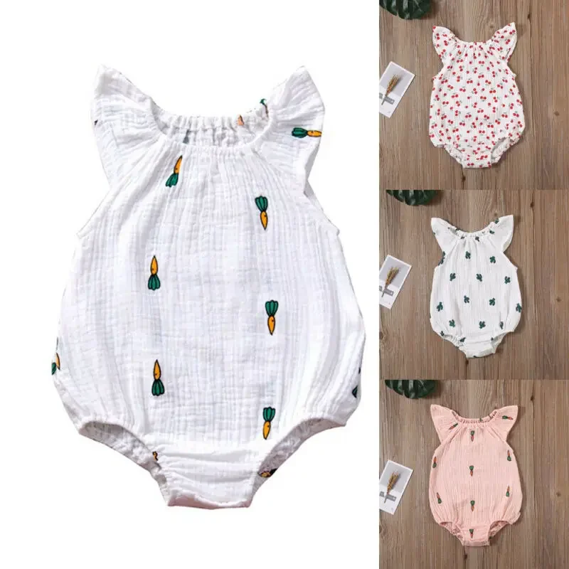 2020 Baby Summer Clothing Batoľa deti Dievčatá kvetinové kombinézy Hraysuit Bodysuit bavlnené bielizeň oblečenie