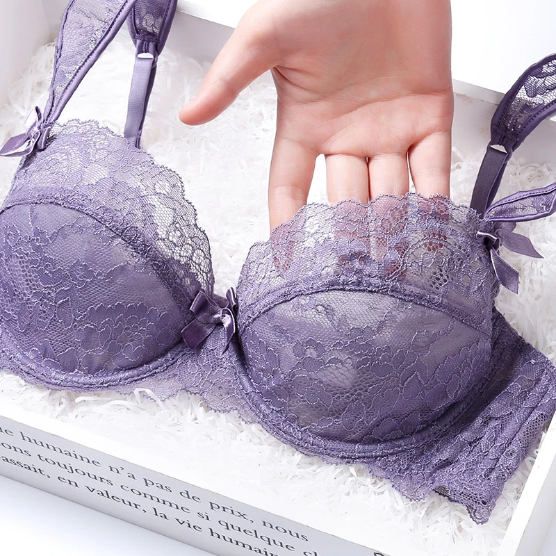 2020 Dámska priehľadná čipka podprsenka Top ženská výšivka Push Up Bras pre ženy Sexy spodná bielizeň plus veľkosť D Pohár spodná bielizeň Brassiere