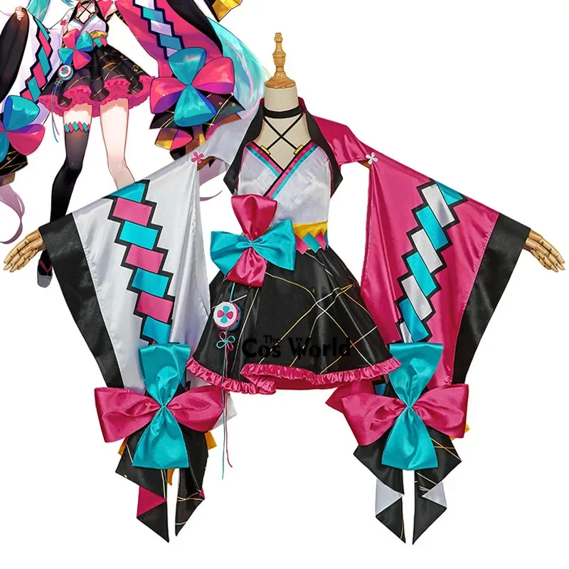 2020 Letný festival Magical Mirai Miku Yukata Kimono Tops Dress Outfit Anime Prispôsobiť kostýmy Cosplay D2441