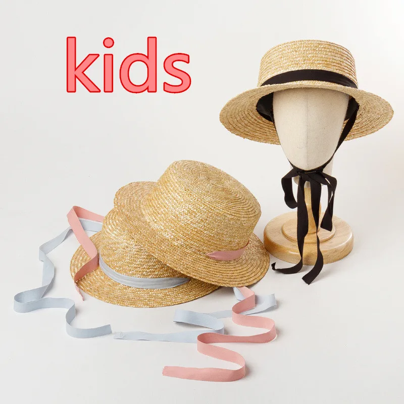 202005-HH6001 Nové letné ručne vyrobené slama slama dlhá stuha Deti Fedoras Cap Children Detský voľný čas Panama Jazz Hat