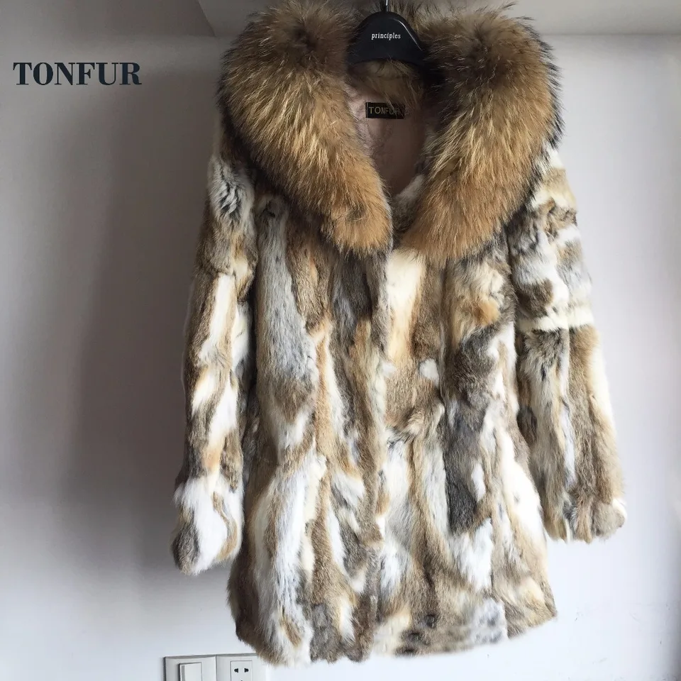 2021 Big Natural Raccoon Fur Coat Coat Real Rabbit Fur Coat Nový príchod Top predaj Factory Veľkoobchodný maloobchodný kožušina TSR157