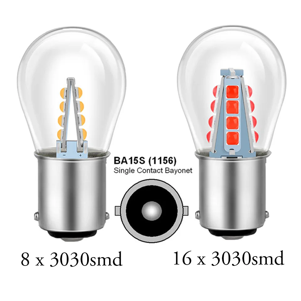 2021 Nové 8/16 3030 čipy LED LED P21W BA15S Svetlo S25 1156