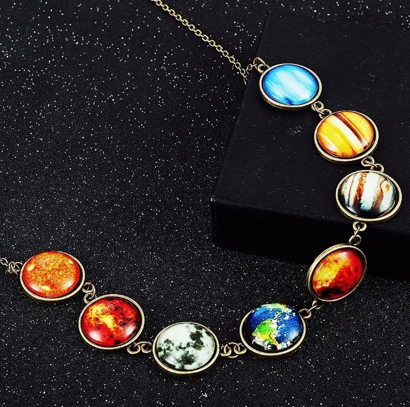 2021 Starry Sky Luminous náhrdelník Osem planét vesmíru Solar System Prívesok položka