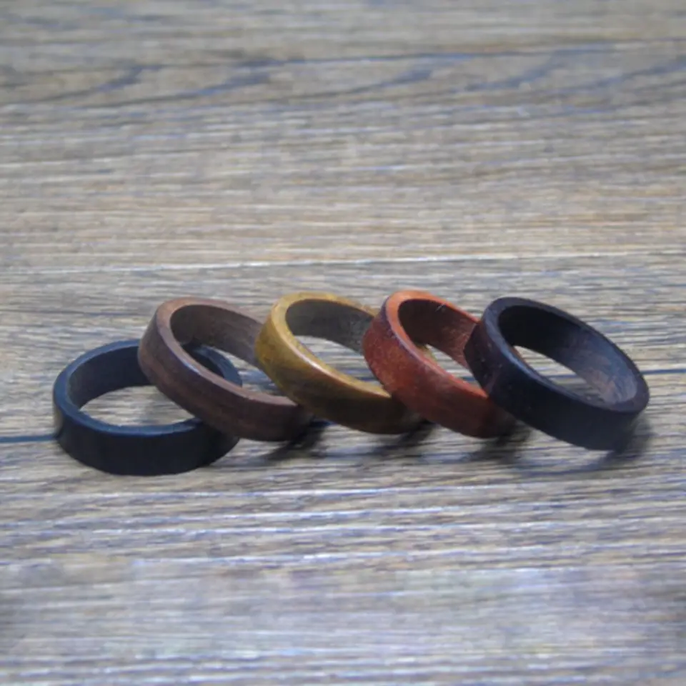 2021 Trend Sandalwood Ebony Natural Wood Rings Pagan Retro Pull Finger Pánske ebony prsteň prsteň šperky darček pre ženy muži