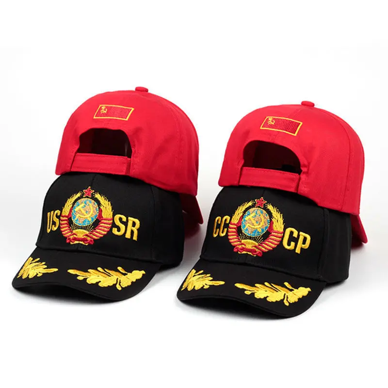 2021 Unisex CCCP ZSSR National Emblem Baseball Cap Black Cotton Snapback čiapka s vyšívaným hip-hopom mimo klobúkov Garros pre mužov