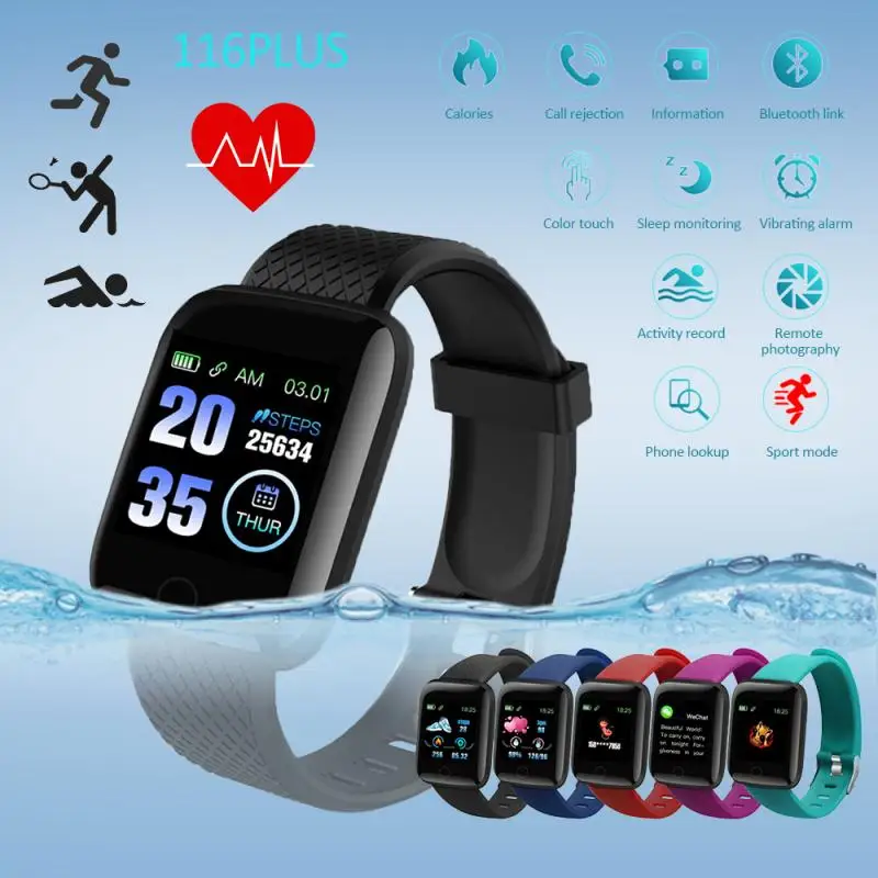 2022 116 plus inteligentné hodinky Men Men Men Monitor srdcovej frekvencie Monitor Fitness Tracker Watch Watch Bluetooth Call