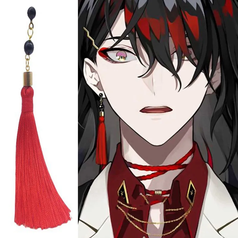 2022 módne anime vtuber vox akuma náušnice Nijisanji en luxiem červené taselové ušné klipy unisex cosplay módne ženy Men šperky