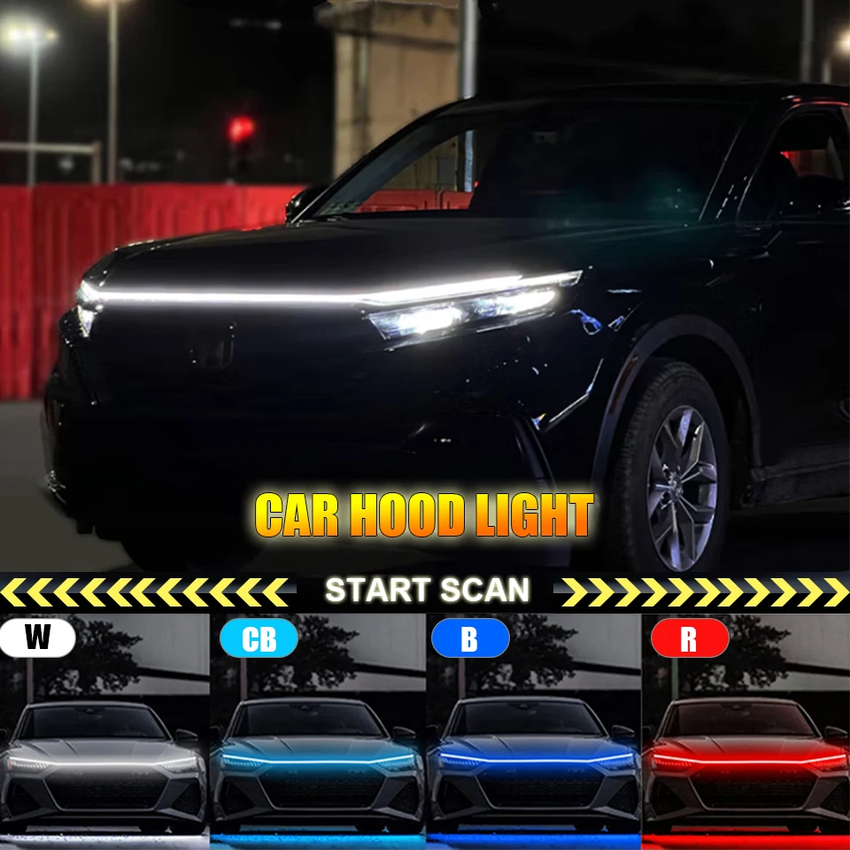 2022 Najnovší štartovací skenovací kapucňa LIGHT LED DENNE RUNG RUNG RAG LIGHT TACK AUTO DYNAMIC DYNAMIC STYLING LAMP Sprievodca tenký prúžok 12V soistkou