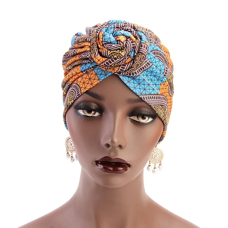 2022 Nová móda Česká bavlna lemovaná kapota Ženy Africký vír Vzorový vzor Tlač látky Ankara kapota klobúk Lady Turban