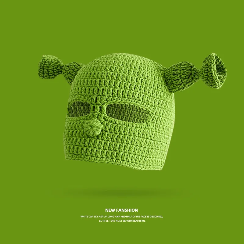 2022 Nové Balaclava monštrum vlna zimné pletené klobúky Halloween vianočné darčeky zimné teplé zelené párty vtipné čiapky shrek klobúk