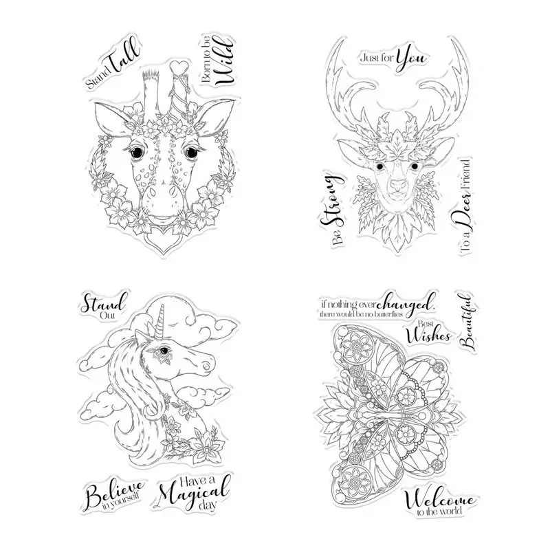 2022 Nový príchod Čisté známky pre scrapbooking papier Náklady jeleň Unicorn Butterfly Embosing Folders Craft Card Set