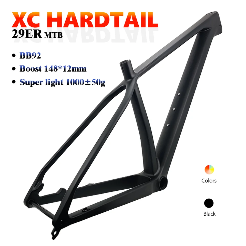 2022 Nový T1000 Rám s uhlíkovými horskými bicyklami 29er XC Hardtail MTB Boost Boost 148*12 mm disk brzdový rámec MTB 29 Bicycle