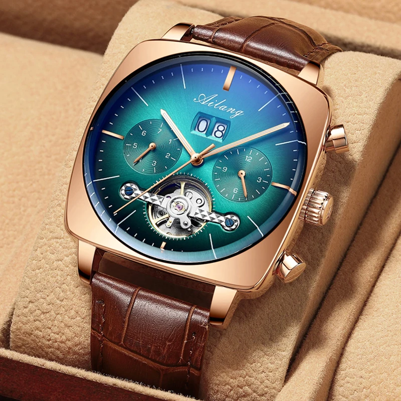 2022AILANG Slávne Značka hodinky Montre Automatique Luxe Chronograph Square Large Dial Watch Duté vodotesné pánske módne hodinky
