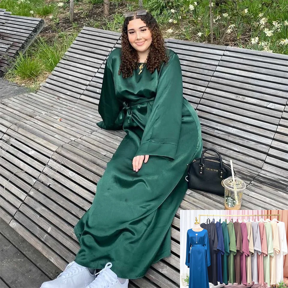 2022Muslim Basic Turkish Solid Solid Leart Multicolor šaty LR503