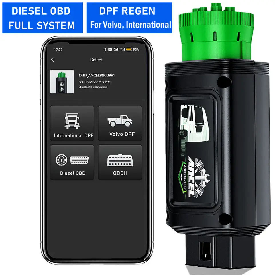2023 Ancel HD120 DIESEL SELKO DUČNÝ SKENER Bluetooth pre Volvo/International All System DPF Diagnostic Scan Tool
