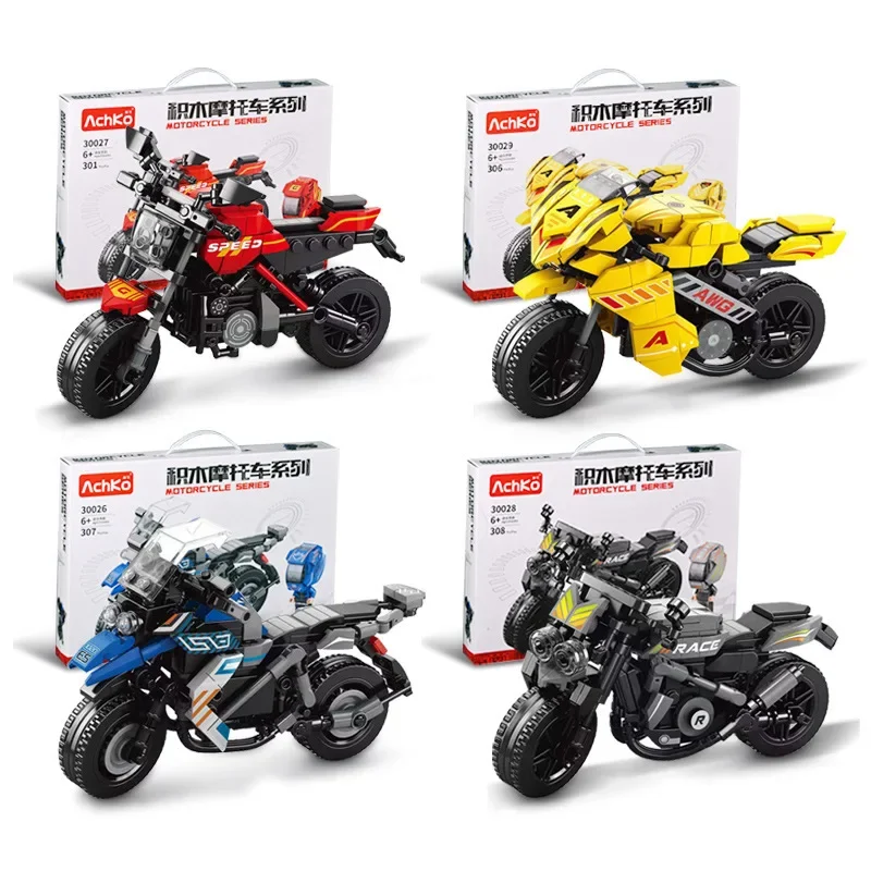 2023 City Motocykel Model Building Blocks Blocks Speed ​​Racing Car Moto Vozidlo MOC Motorové tehly Hračky pre deti Darčeky pre deti