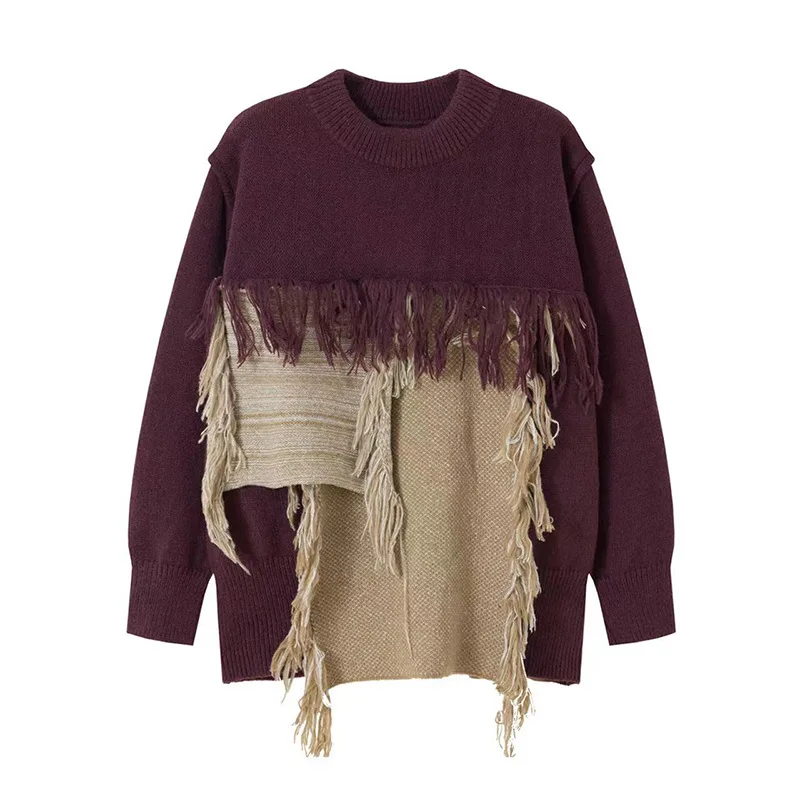2023 Fall Fashion Sweaters Men muž s dlhým rukávom Tassel Deisgn Pullover pletené topy pánske oblečenie vintage