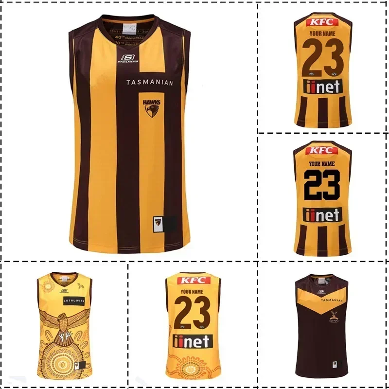 2023 Hawthorn Hawks Home / Away / Away / Domoroden Guernsey - Veľkosť pánskej: S -5XL （Vytlačte si vlastné meno číslo）