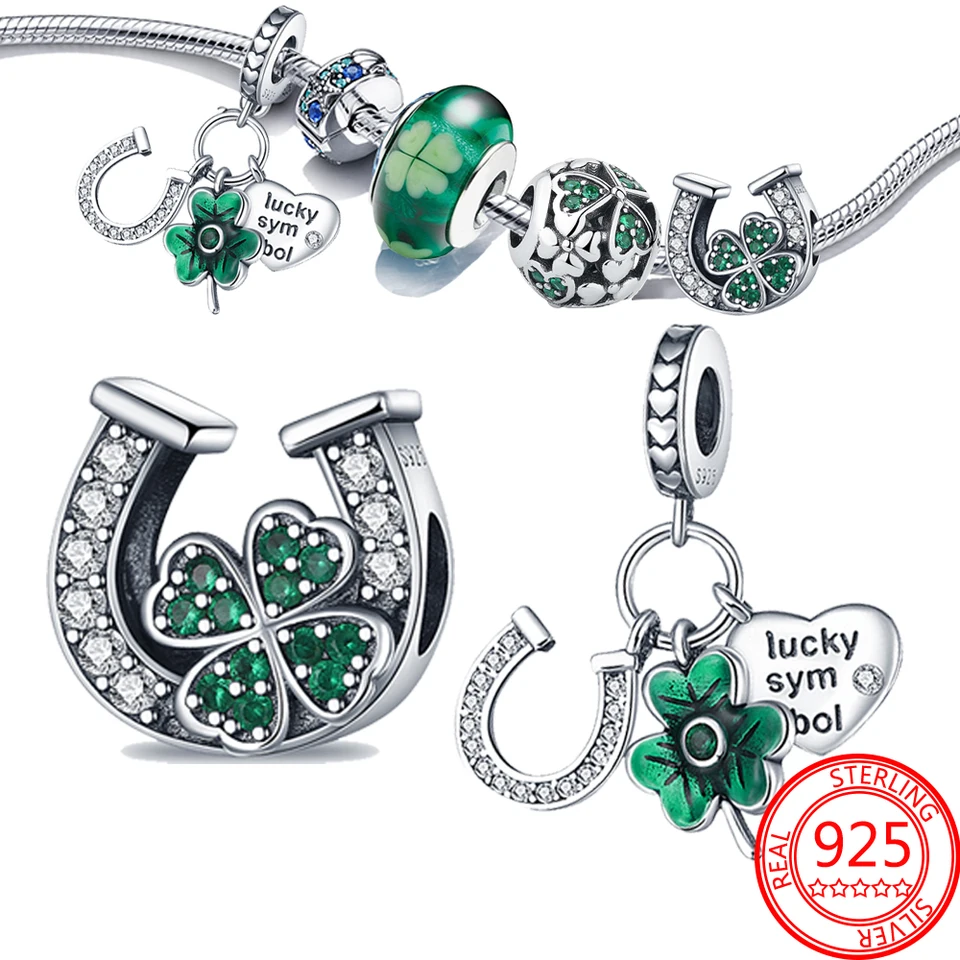 2023 Jar Nová 925 Sterling Silver Lucky Lucky štvorstážové ďatelové koňské topánky kúzla kúzla fit dly náramky náhrdelníky šperky