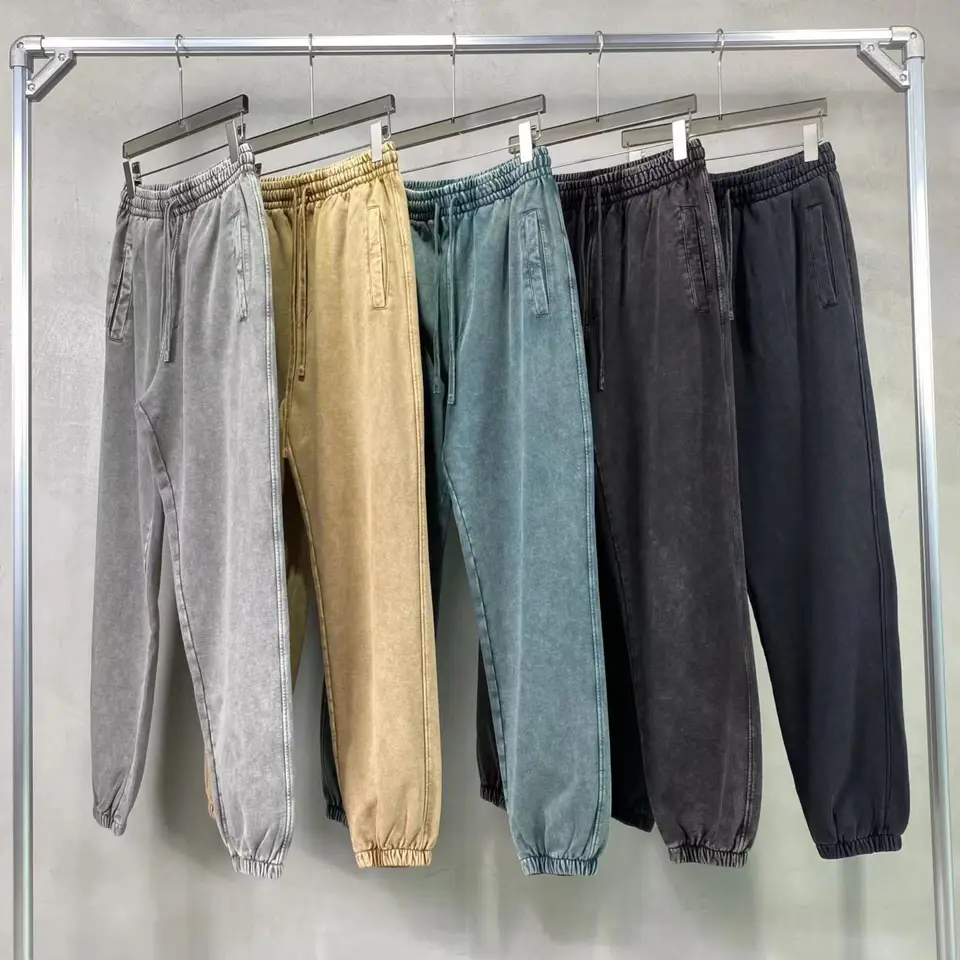 2023 Jeseň Winter Batik Retro Loose Sterpants Muž Vinobranie v plnej dĺžke Elastic Elastic pás premyté neformálne ulice Streetwear