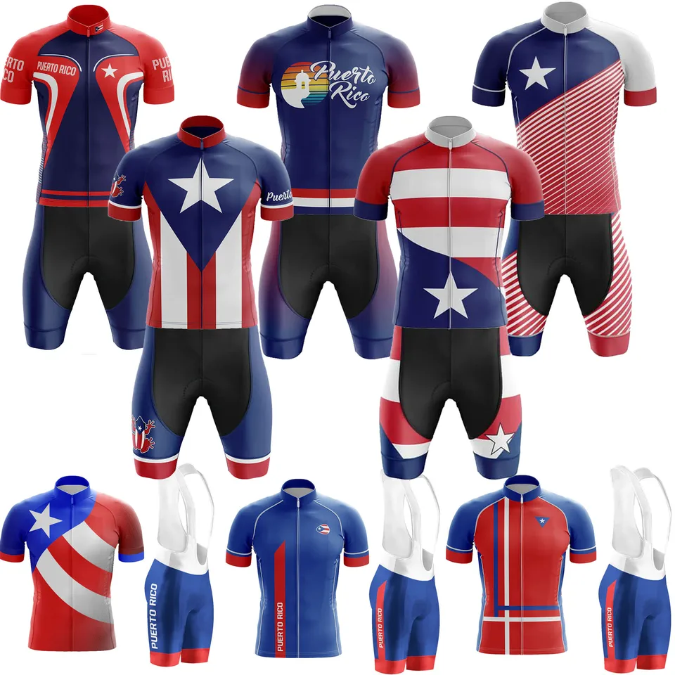 2023 Love Puerto Rico Cycling Jersey Set Mens Cycling Clothing Summer MTB Maillot Kit Road Biks Tirls Suit Bicycle Brym Brib Shorts