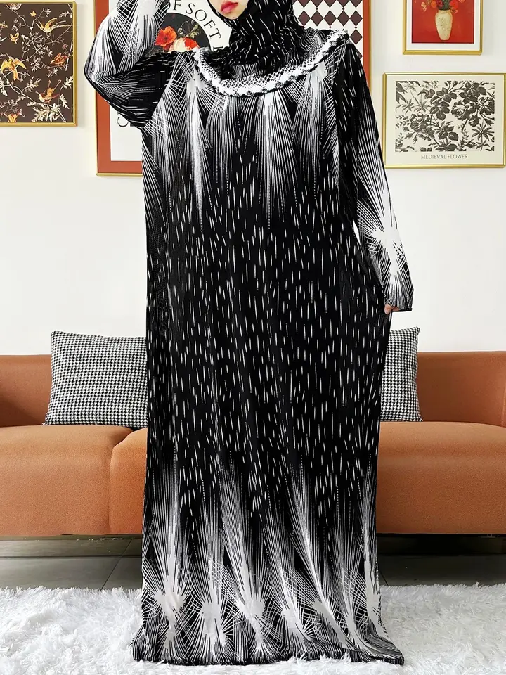 2023 Moslimské dlhé abaya pre ženy ramadánové modlitba Dubaj Turecko Blízky východ femme rúcho kvetinové voľné africké šaty turban kĺb