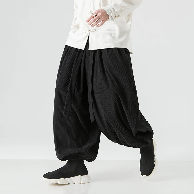 2023 Muži nadmerné nohavice Príležitostné jesenné nohavice Široké nohavice Harajuku Corduroy Streetwear Harem Pants Mužské elastické pásy voľné nohavice