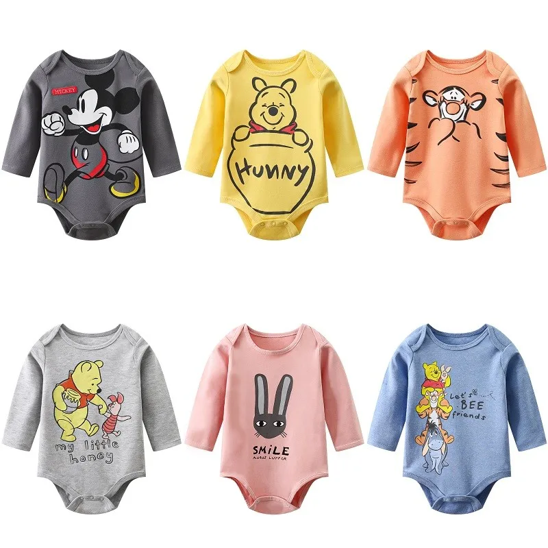 2023 New Mickey Autumn Triangle Onesie pre novonarodené detské oblečenie batoľa Kostýmy Kyzdro Kleskovňa Winnie Pooh Bodysuit