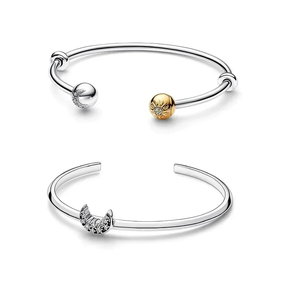 2023 Nové 925 Sterling Silver Pretty Nutist Star Open Open Náramok Fit Women DIY Šperky módne darčeky