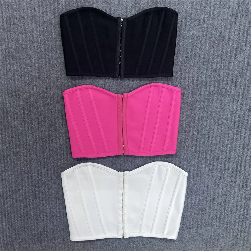 2023 Nové letné ženy Sexy remienok bez ramienok Bodycon Short Bandage Tops Lace Up Up Club Night Party Wear