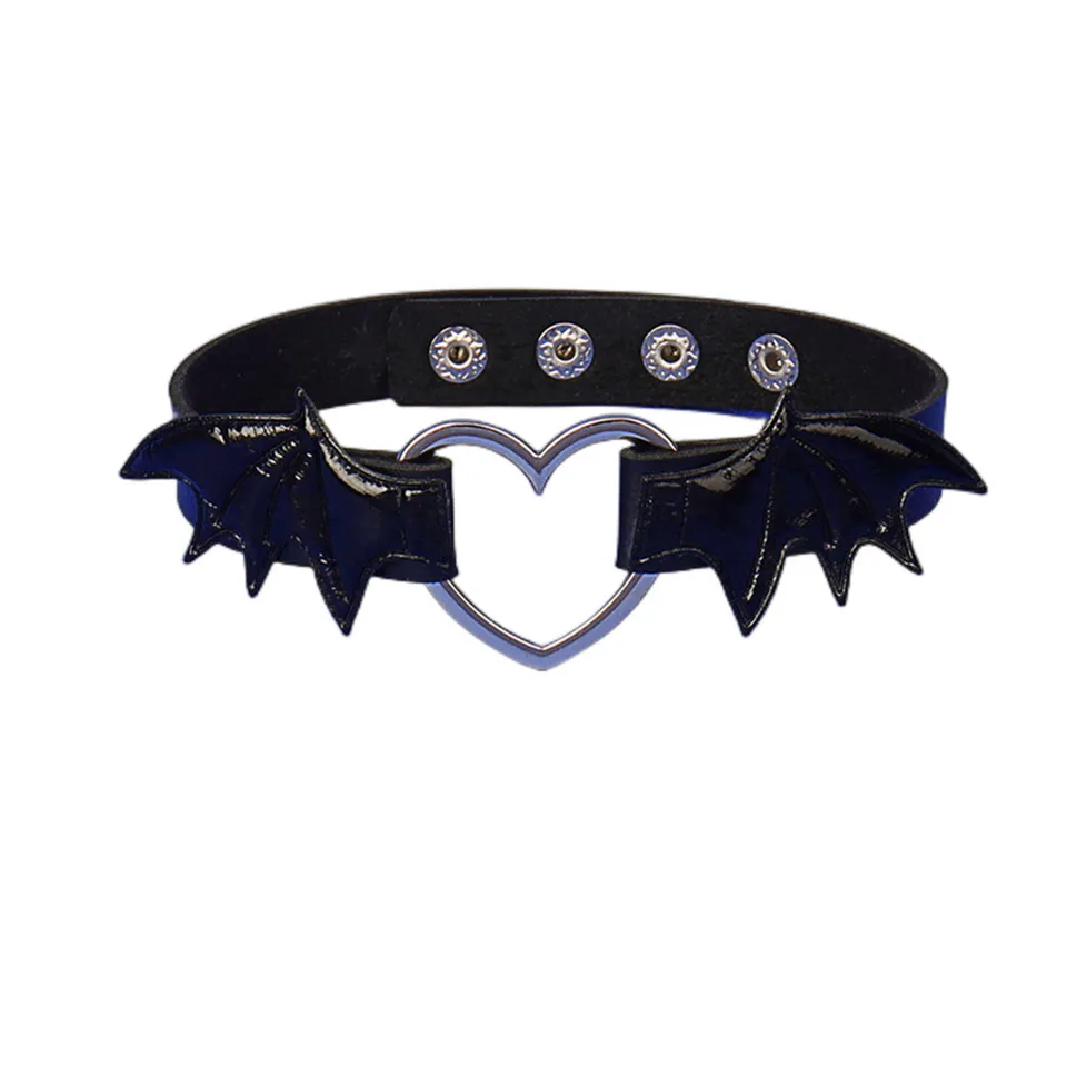 2023 Nové punkové netopiere Krídla Choker Náhrdelník pre ženy Man Heart Chocker Kožený golier Goth náhrdelník šperky gotické šperky darček