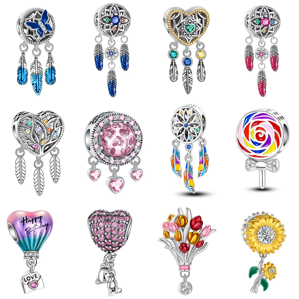 2023 NOVÝ 925 Sterling Silver DreamCatcher Hot Air Balón Fit Fit Fit Original Pandora Charms náramok