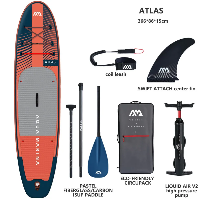 2023 Nový Aqua Marina 366*86*15 cm nafukovacia surfová doska Stand Up Paddle Atlas Board Surfing Water Sport Sup doska čln