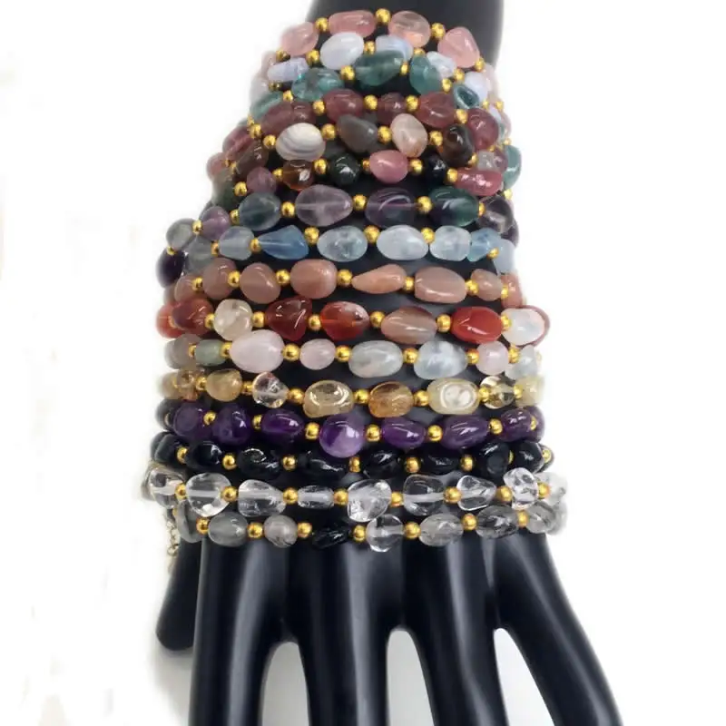 2023 Nový nepravidelný prírodný kamenný náramok pre ženy pre ženy štrkové náramky Purpurové krištáľové Obsidian Garnet Blessing Jewelry