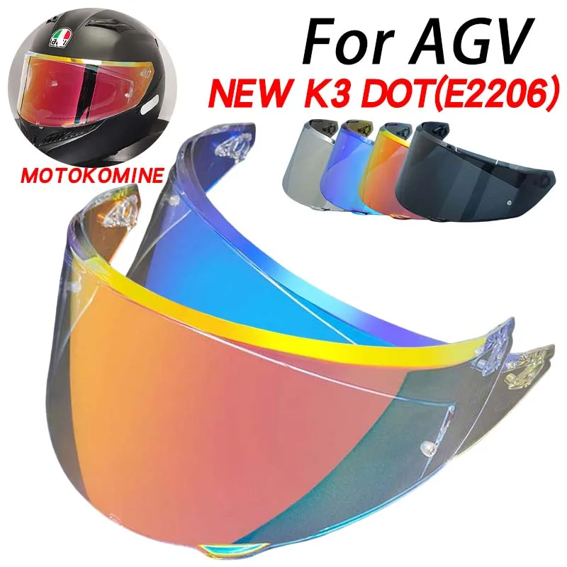 2023 Nový Visor prilby K3 pre AGV K3 E2206, Motocyklová prilba šošovky Činné sklo hľadáčika okuliarov Screen Screen Mica Accessories Anti Fog