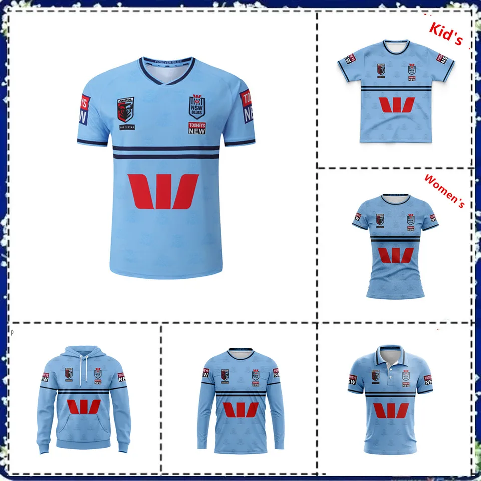 2023 NSW Blues State of Origin Home Rugby s kapucňou zips dres Deti-Veľkosť Women's-Men: S-XL-5XL (Názov a číslo print)