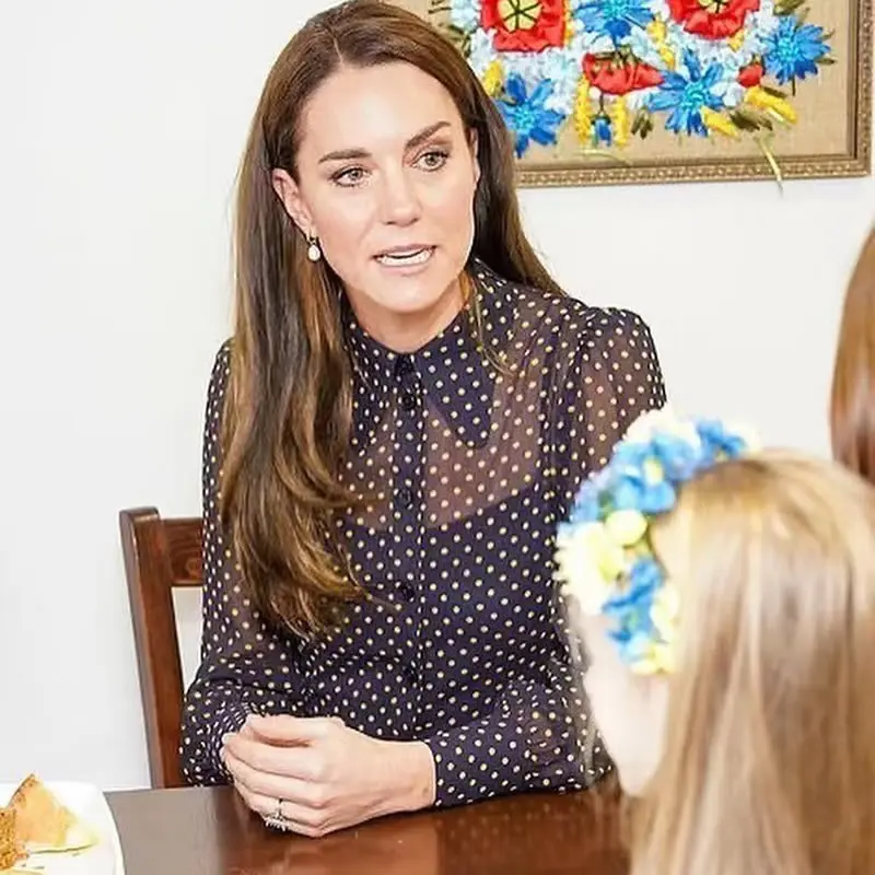 2023 Princezná Kate Middleton Šaty elegantné puntíky dot tlače Ženy A-line šaty