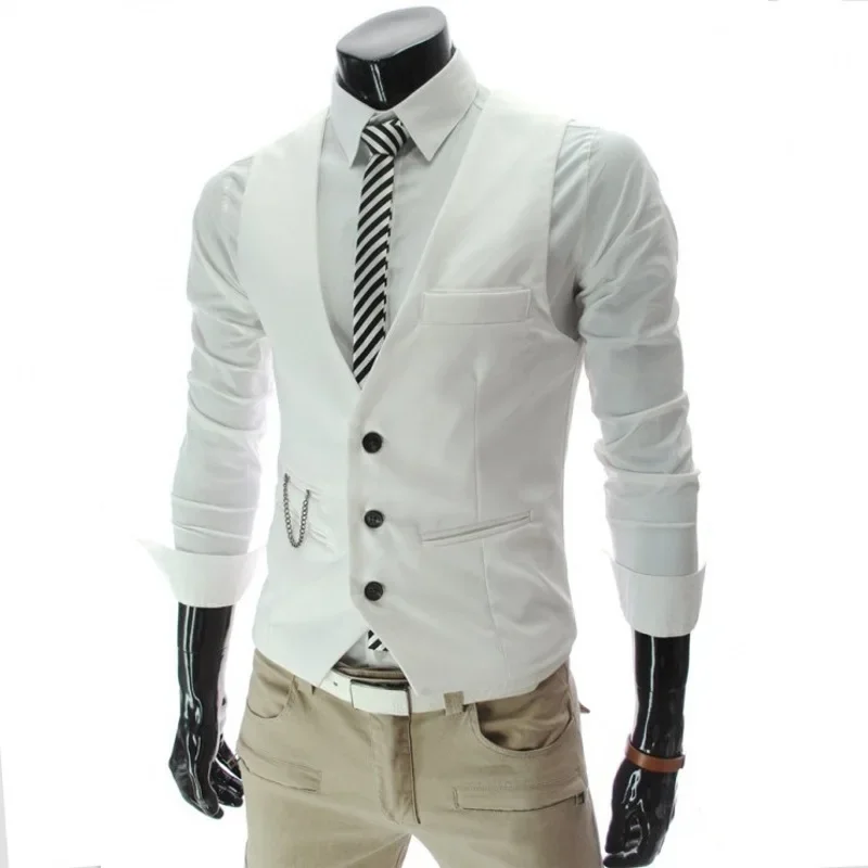 2023 Pánsky tenký oblek Suit Solid Color Cast Ruoky bez rukávov vinobranie vesta módny muž čierna šedá formálna businsová vesta Homme