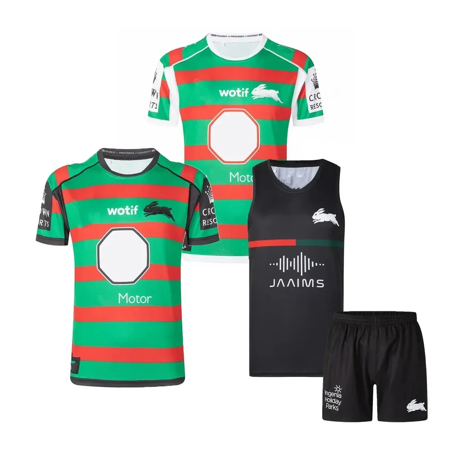 2023 South Sydney Rabbitohs Men's Replica Home/Away/Singlet Rugby Jersey Sports Shorts S-5XL Prispôsobiť
