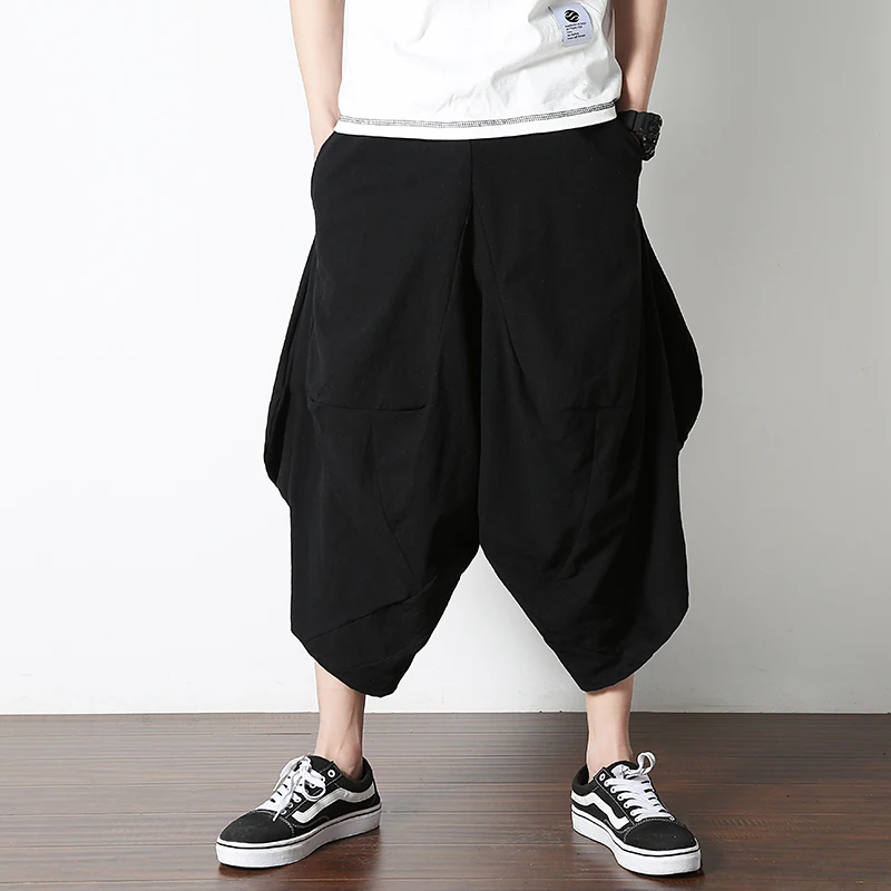 2023 Streetwear Harem Pants Men Hiphop Drop Crotch Crotte Cotton Begger Šírka nohavice nohavice Men elegantné pantalony hombre teľa